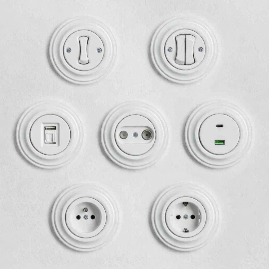 Kliklap - Retro keret nélküli nyomógomb, hófehér