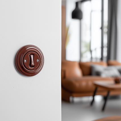 Kliklap - Retro keretes nyomógomb, barna