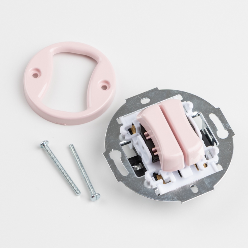 Kliklap - Retro kettős kapcsoló kerettel, antik rózsaszín