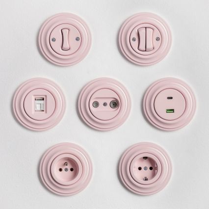 Kliklap - Retro kettős kapcsoló kerettel, antik rózsaszín