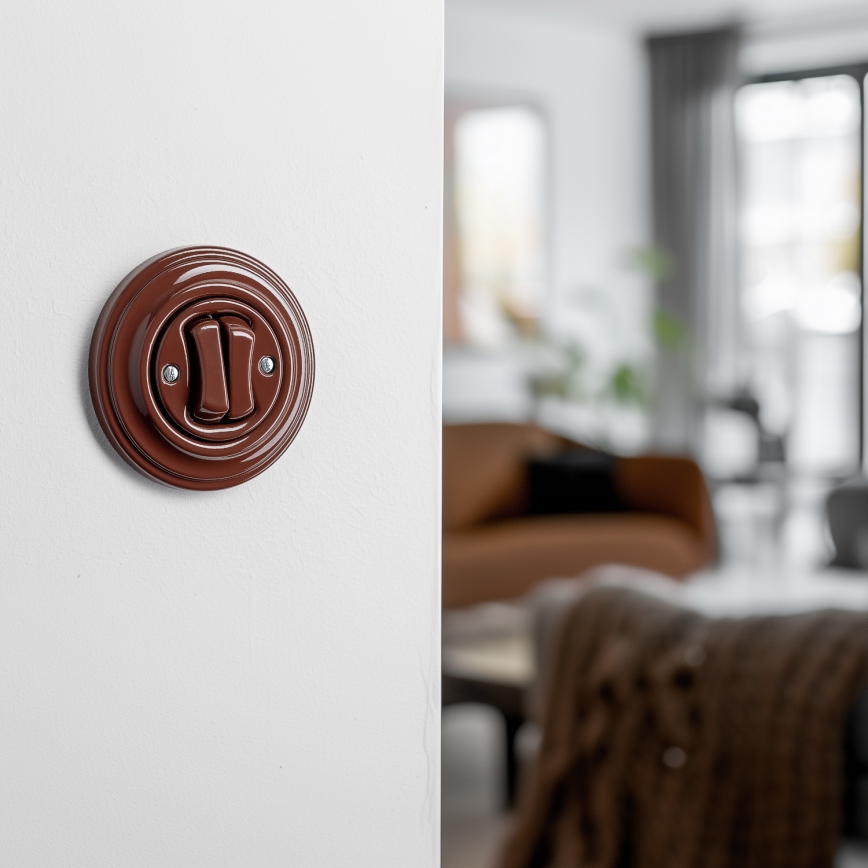 Kliklap - Retro soros kapcsoló 5-ös kerettel, barna