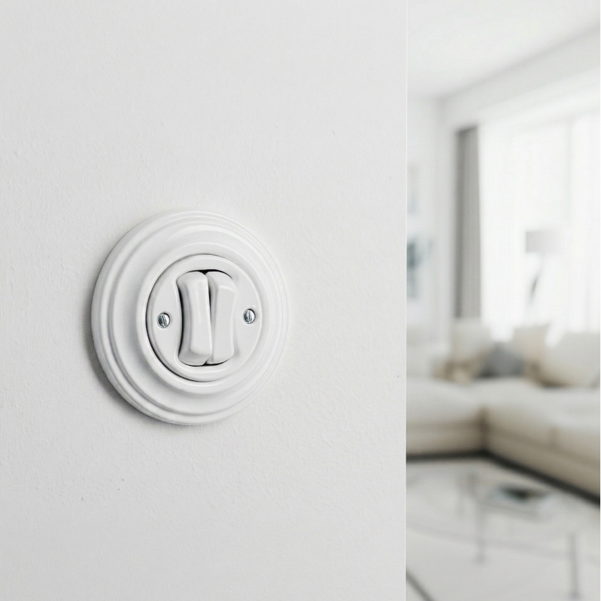 Kliklap - Retro soros kapcsoló 5-ös kerettel hófehér