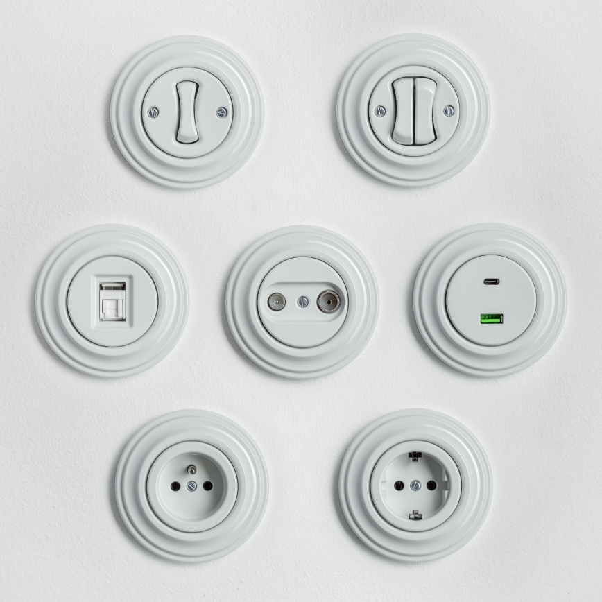 Kliklap - Retro soros kapcsoló 5-ös kerettel hófehér