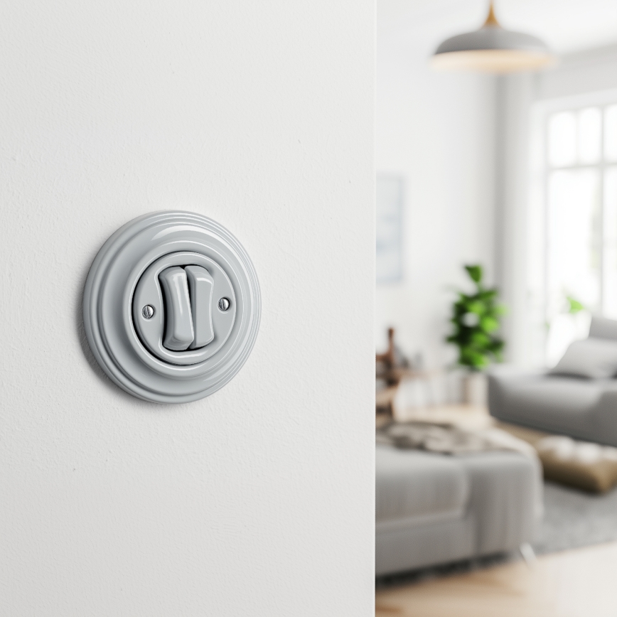 Kliklap - Retro soros kapcsoló, 5-ös kerettel, szürke