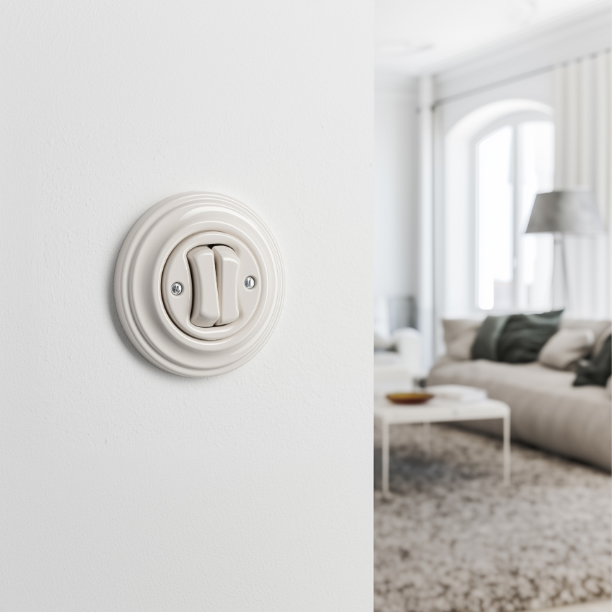 Kliklap - Retro sorozatú kapcsoló 5-ös kerettel, bézs