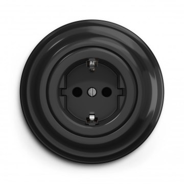 Kliklap – Retro stílusú fali aljzat kerettel SCHUKO 230V/16A, fekete