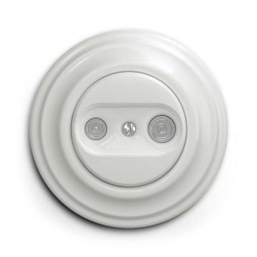 Kliklap - Retro TV+R előfizetői aljzat (átmenő) fehér kerettel