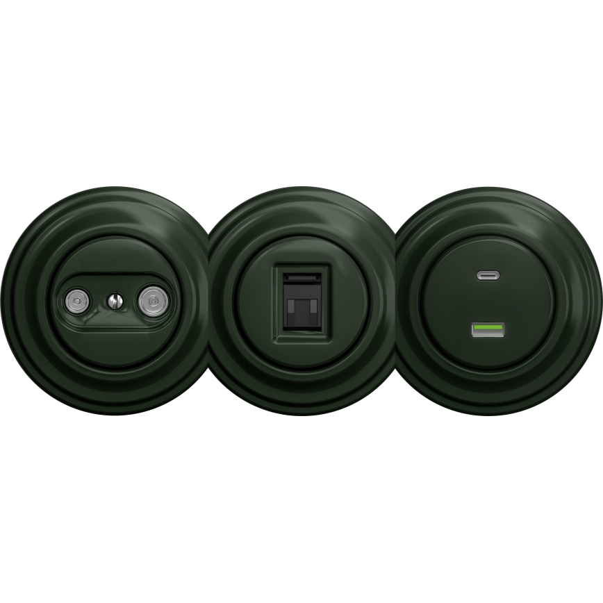 Kliklap - Retro TV+R végzáró aljzat keret nélkül, zöld