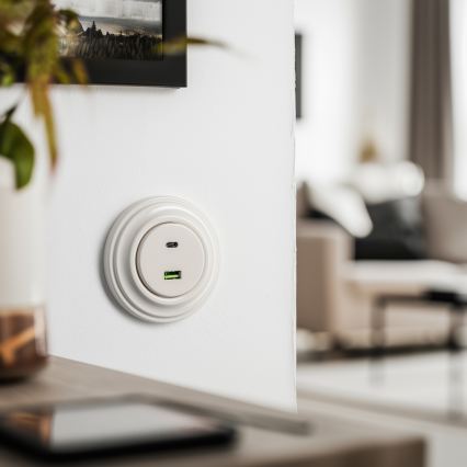 Kliklap - Retro USB aljzat A+C bézs kerettel