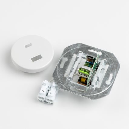 Kliklap - Retro USB aljzat A+C, kerámia kerettel, fehér