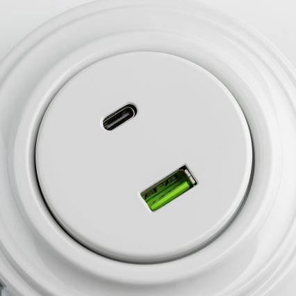 Kliklap - Retro USB aljzat A+C, kerámia kerettel, fehér