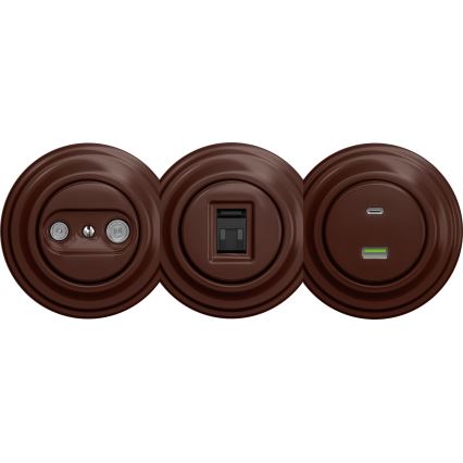 Kliklap - Retro USB aljzat A+C keret nélkül barna