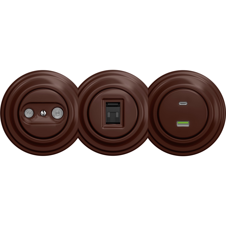 Kliklap - Retro USB aljzat A+C keret nélkül barna