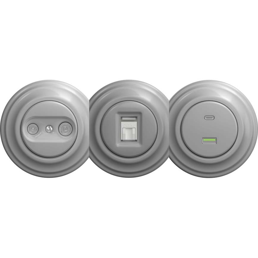 Kliklap - Retro USB aljzat A+C keret nélkül, szürke