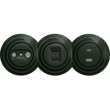 Kliklap - Retro USB aljzat A+C keret nélkül zöld