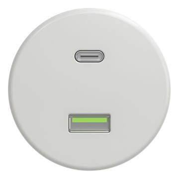 Kliklap - Retro USB aljzat A+C, keret nélküli, fehér kerámia