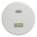 Kliklap - Retro USB aljzat A+C, keret nélküli, kerámiafehér