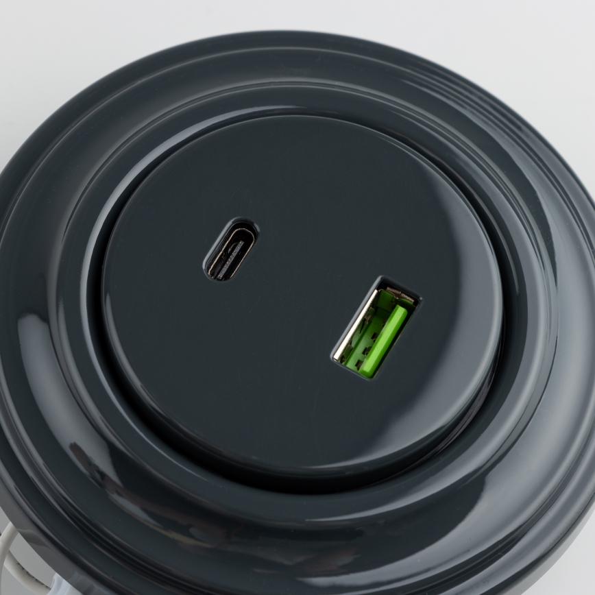 Kliklap - Retro USB-aljzat A+C kerettel, antracit