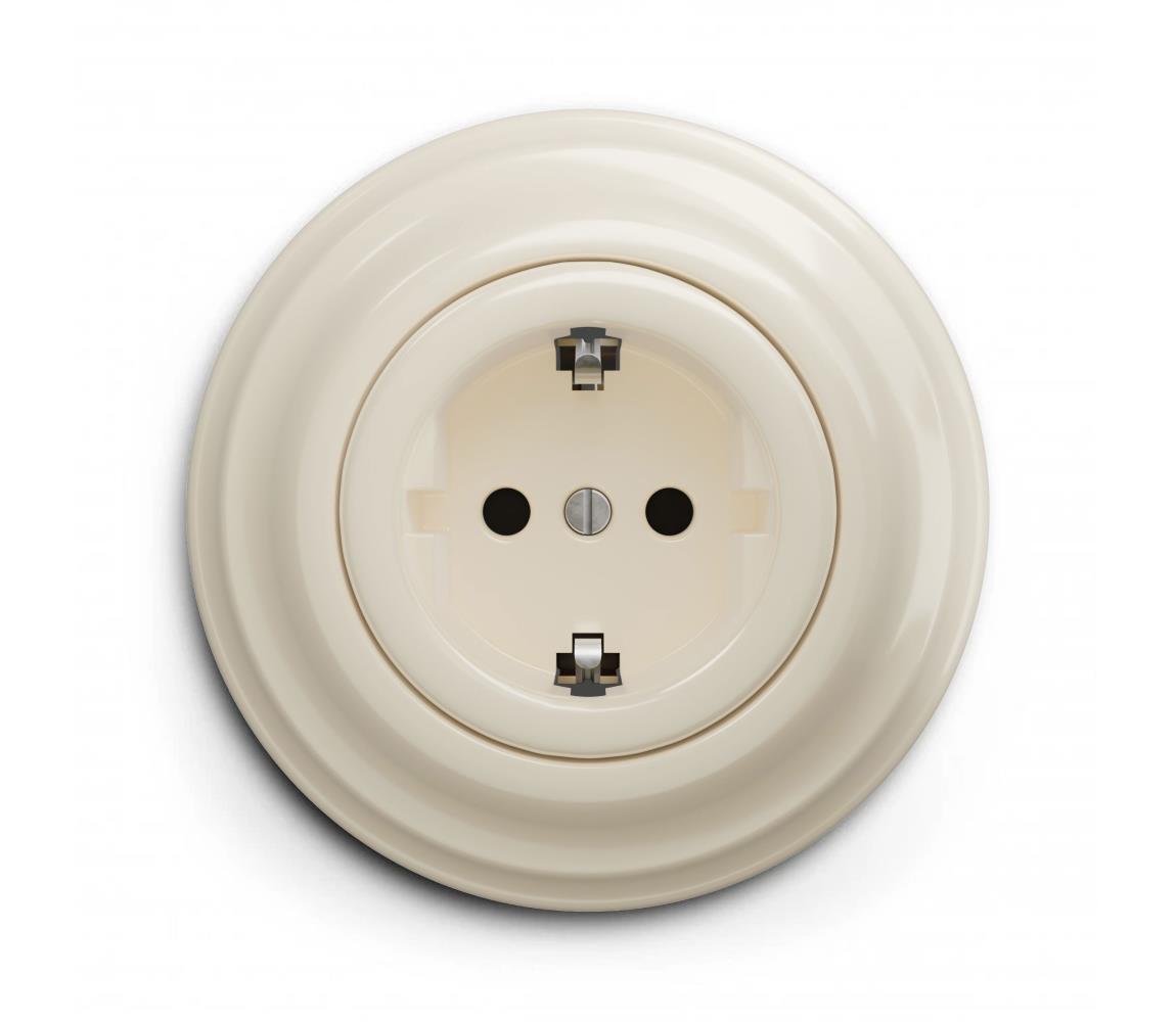 lap – retro háztartási dugalj kerettel, SCHUKO 230 V/16 A, bézs KA0134+KA0144