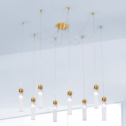 Kolarz 6009.30830 - Csillár zsinóron RAGGIO 8xE14/25W/230V pók 24K arany