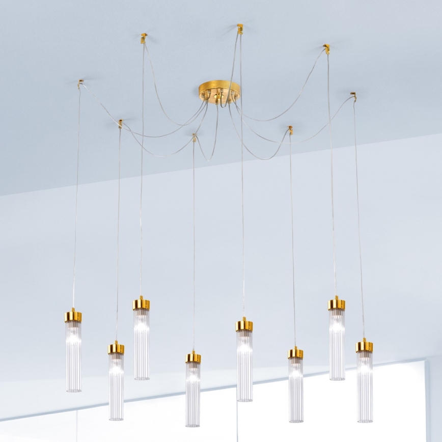 Kolarz 6009.30830 - Csillár zsinóron RAGGIO 8xE14/25W/230V pók 24K arany