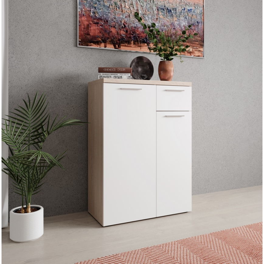 Komód BRUNO sonoma tölgy/fehér