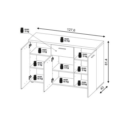 Komód BRUNO sonoma tölgy/fehér