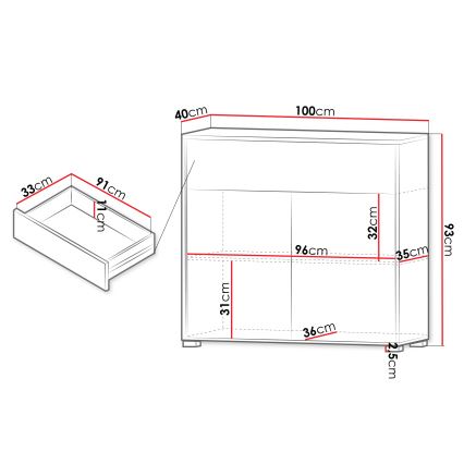 Komód GESITA 93x100 cm kasmír
