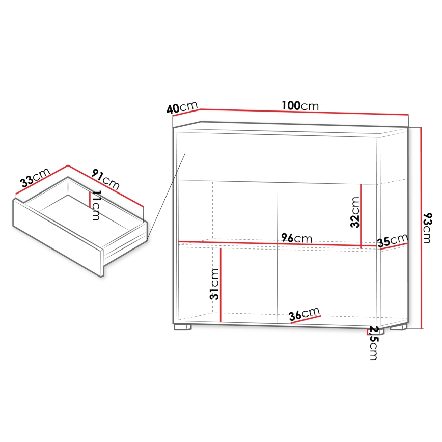 Komód GESITA 93x100 cm kasmír