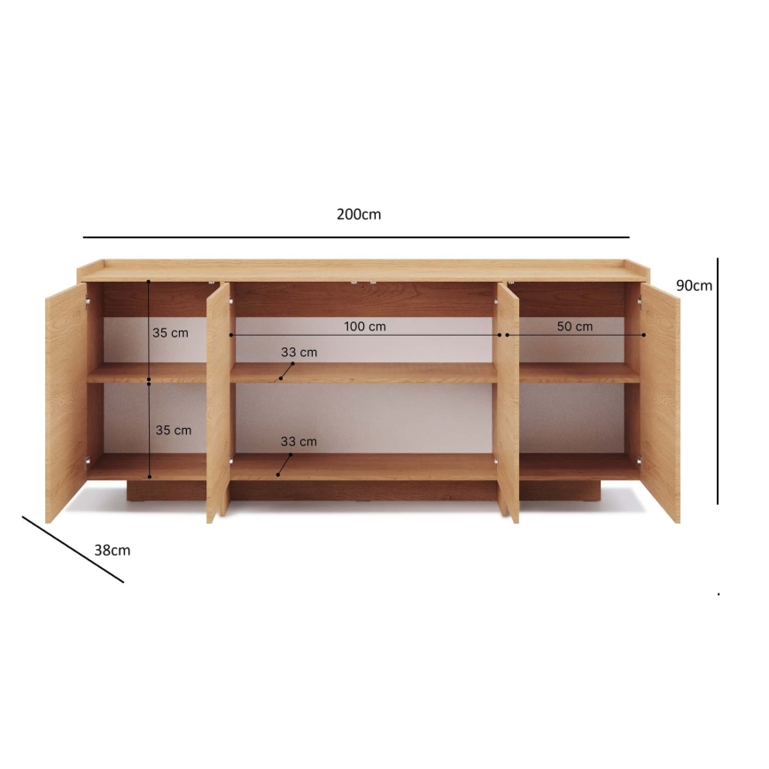 Komód KEMI 200x90x38 Cremona tölgy