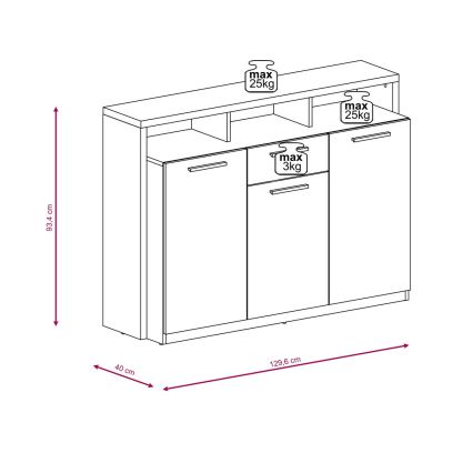 Komód LEBY sonoma tölgy/fehér