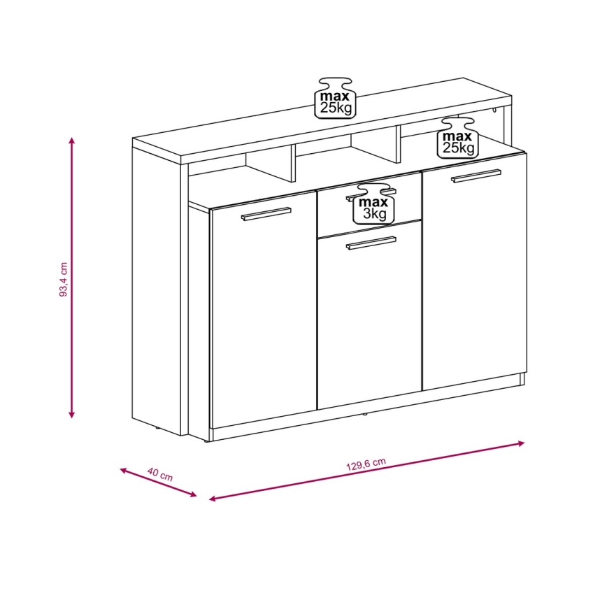 Komód LEBY sonoma tölgy/fehér