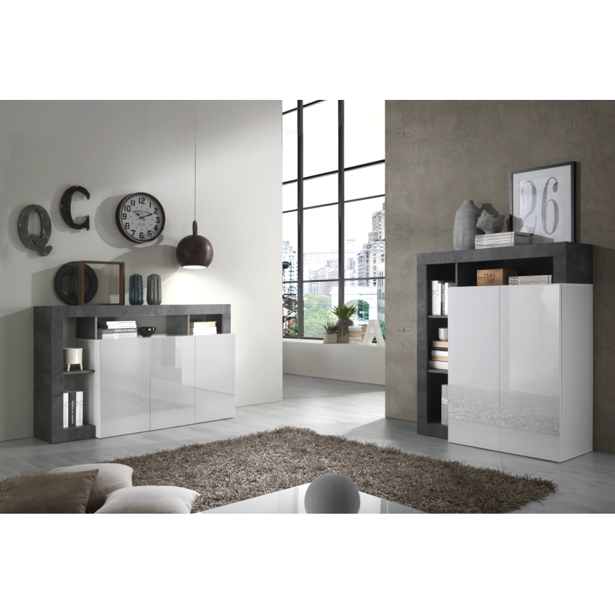 Komód LENOR fehér/antracit