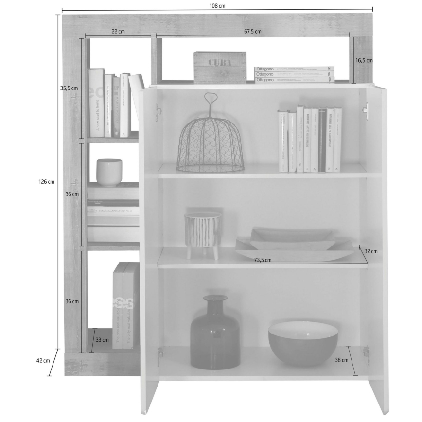 Komód LENOR fehér/antracit