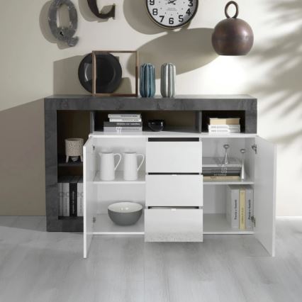 Komód LENOR fehér/antracit