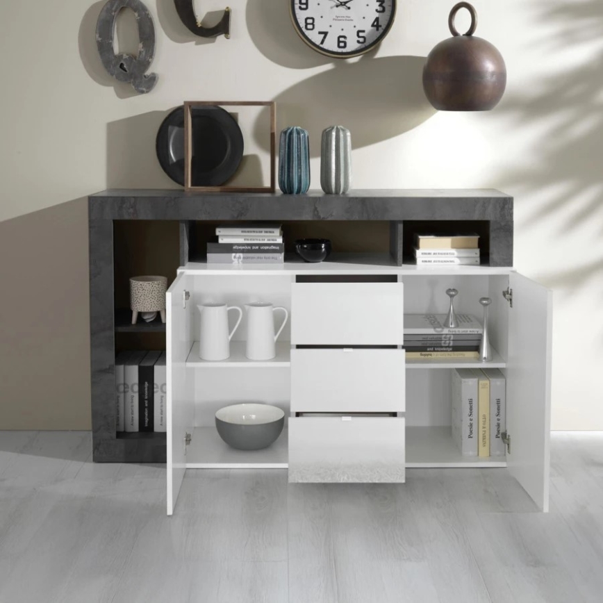 Komód LENOR fehér/antracit