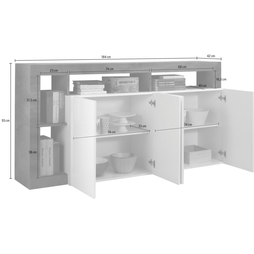 Komód LENOR fehér/antracit