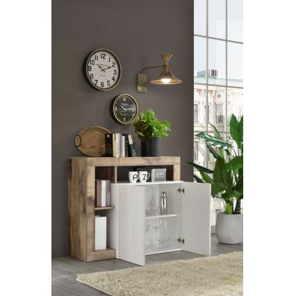 Komód LENOR fehér/barna