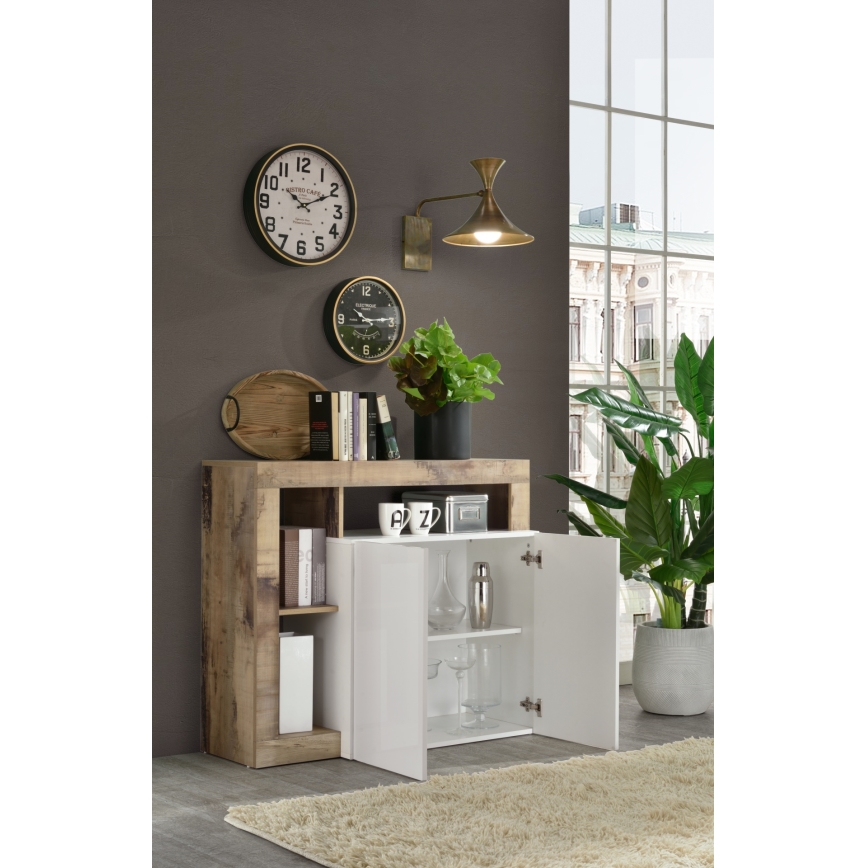 Komód LENOR fehér/barna