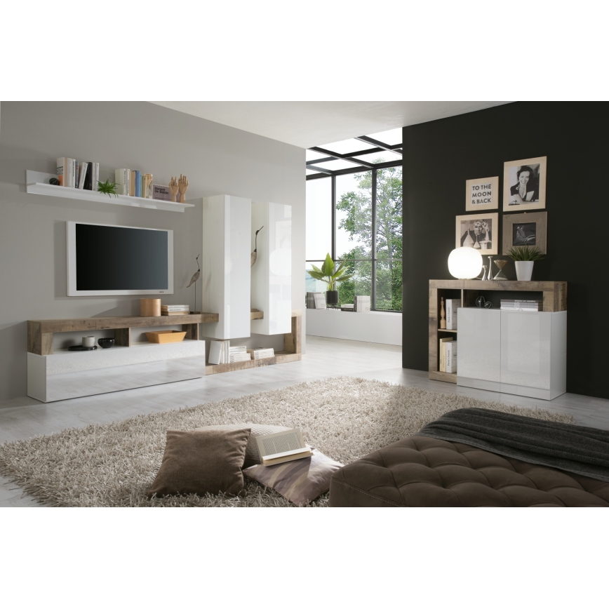 Komód LENOR fehér/barna