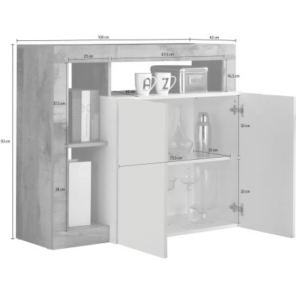 Komód LENOR fehér/barna