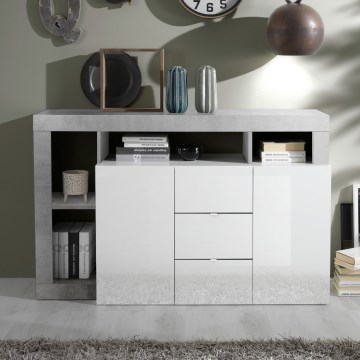 Komód LENOR fehér/szürke beton