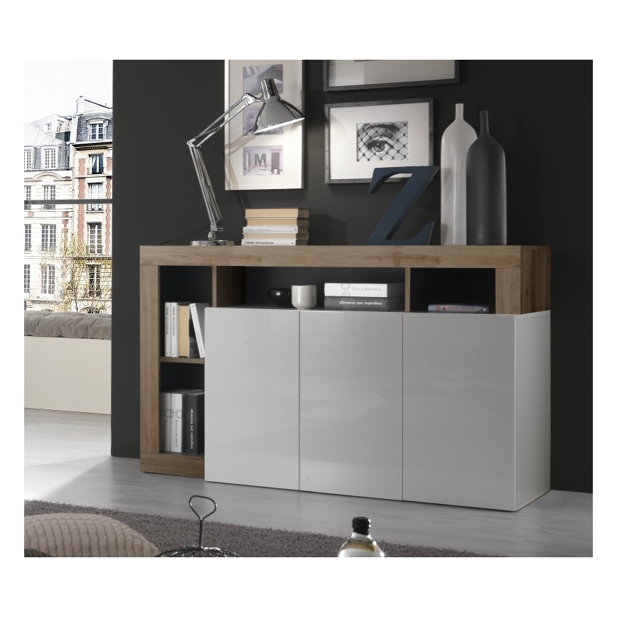 Komód LENOR fehér/tölgy