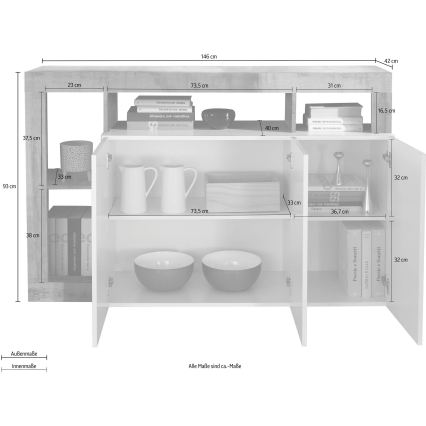 Komód LENOR fehér/tölgy