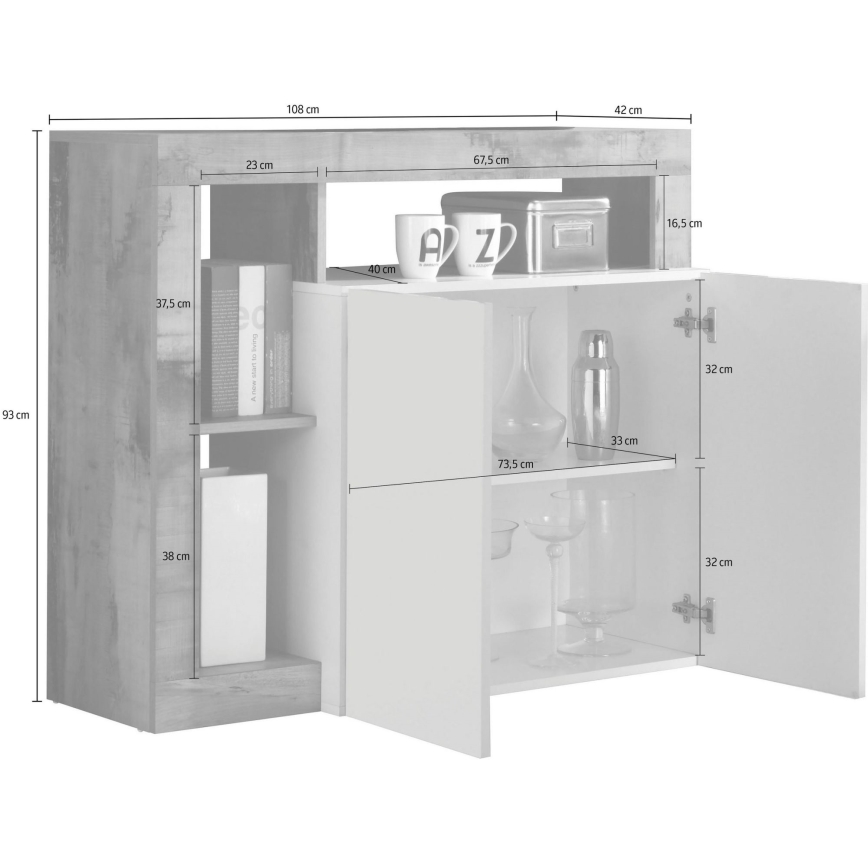 Komód LENOR kasmír/tölgy