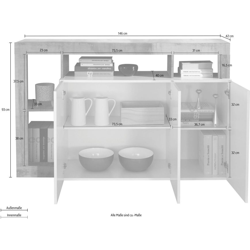 Komód LENOR kasmír/tölgy
