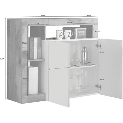 Komód LENOR kasmír/világos tölgy