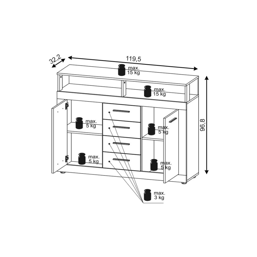Komód RUNA világosbarna/antracit