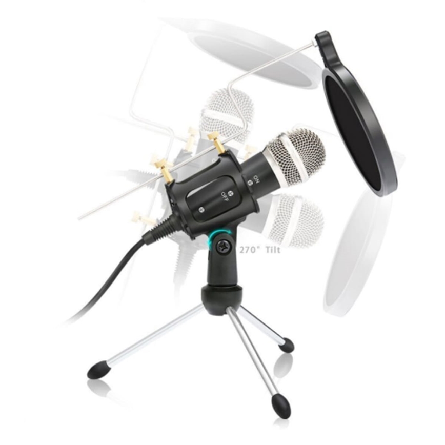 Kondenzátor mikrofon POP filterrel JACK 3,5 mm