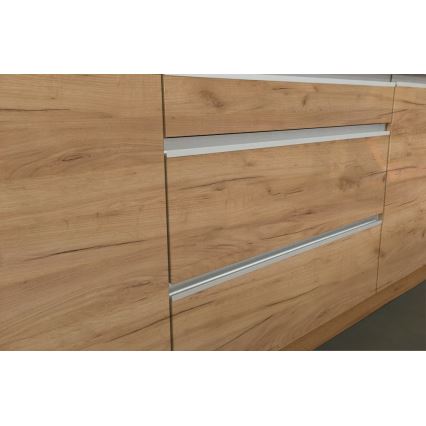 Konyhablokk MARINA 180 cm, craft tölgy/fényes fehér